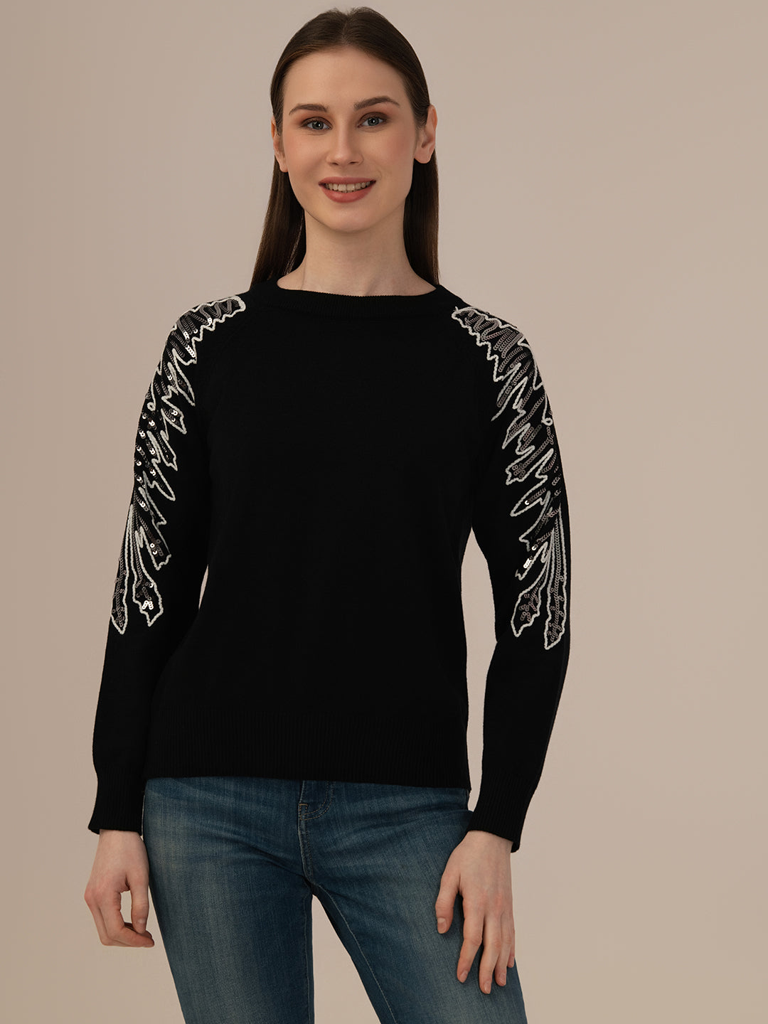 Albion Ladies Woollen Sweater – Comfortable Black Winter Wear