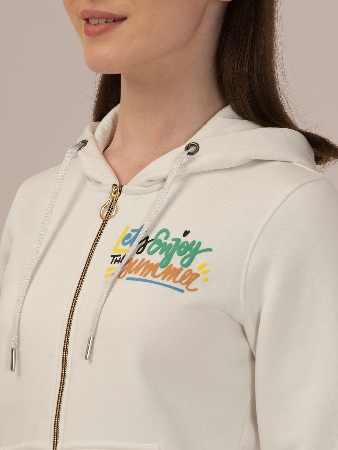 Albion Ladies White Winter Hoodie Cozy & Warm Winter Wear