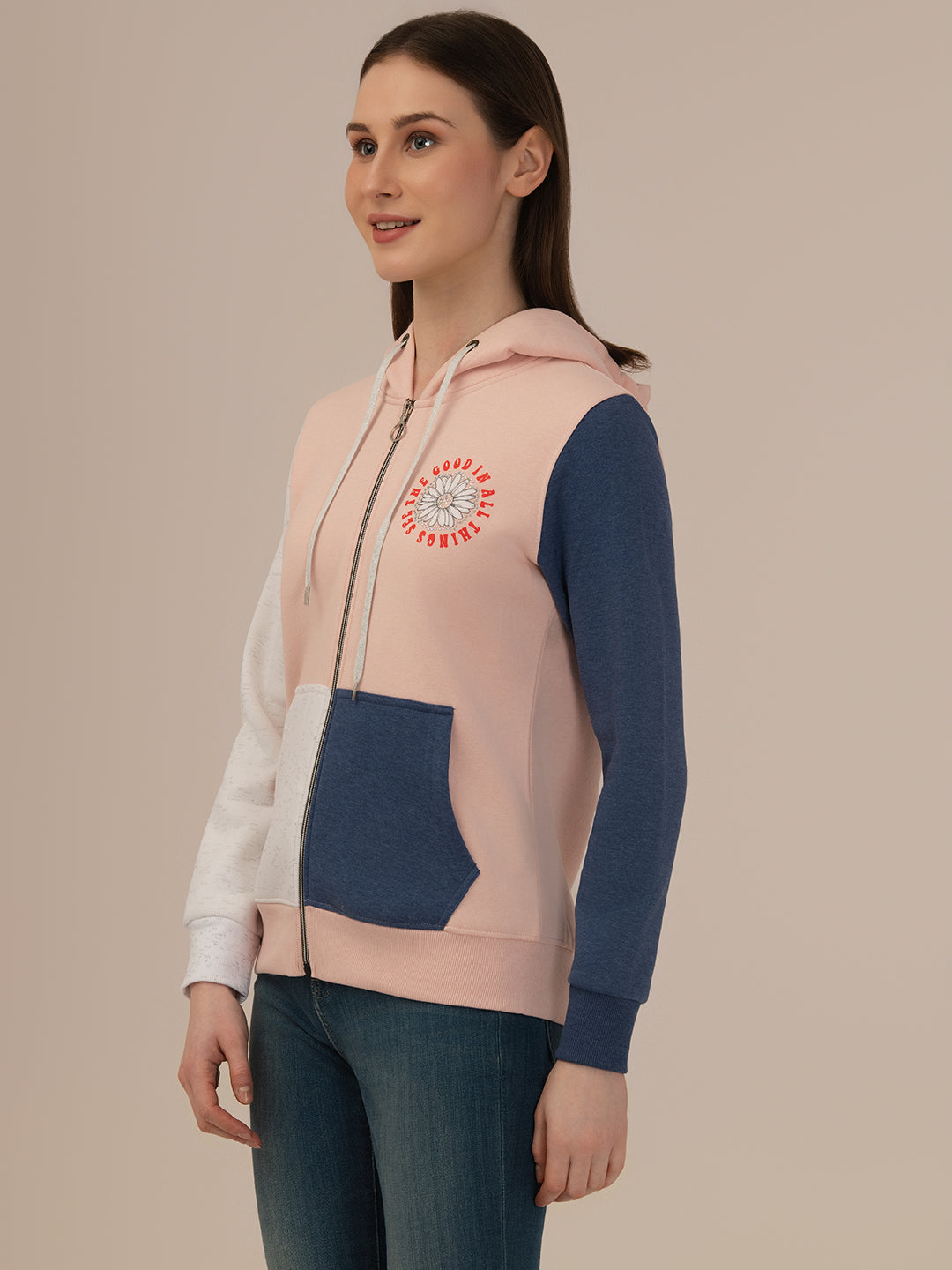 Albion Winter woolen Hoodie For Women Peach