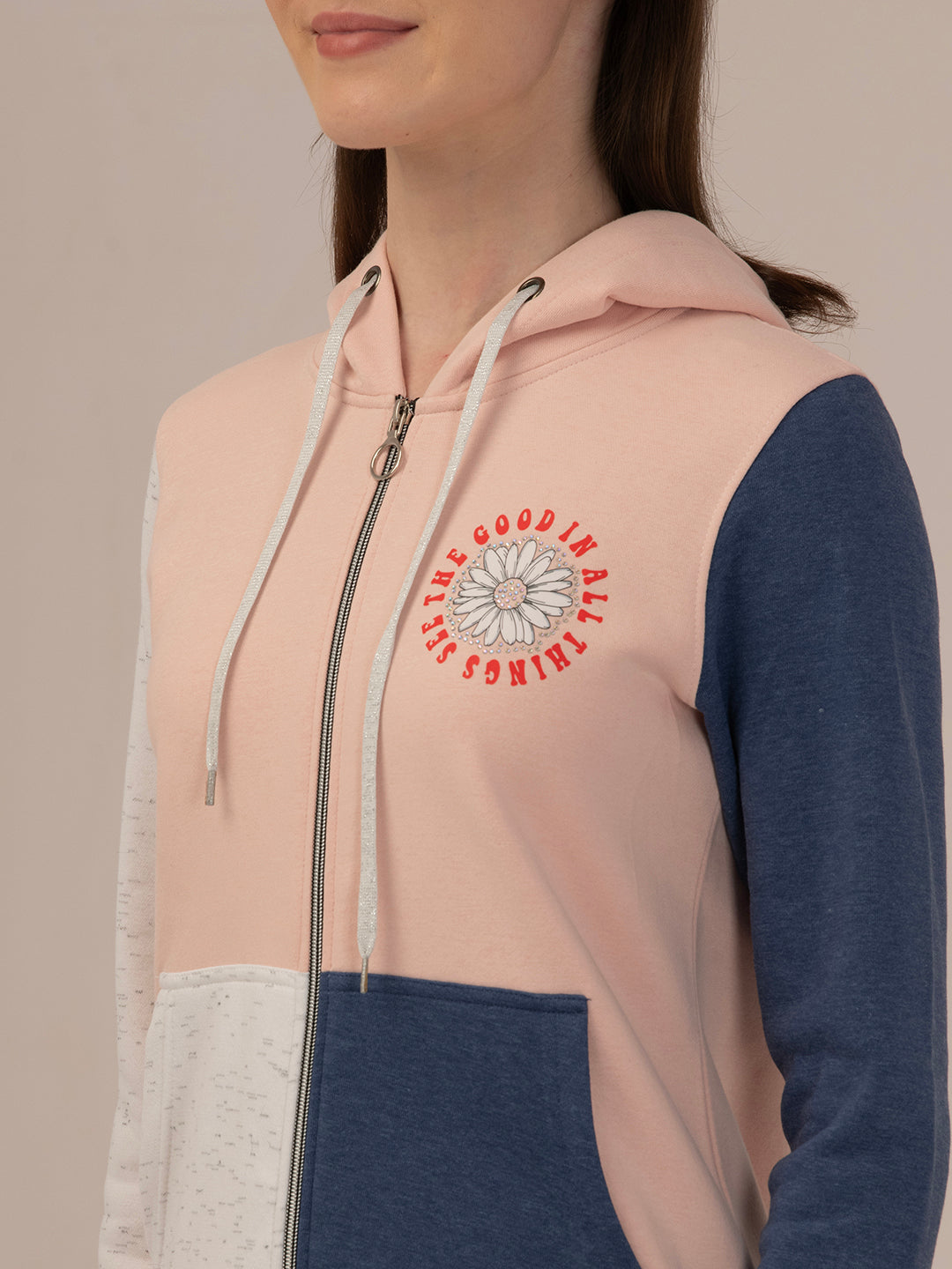 Albion Winter woolen Hoodie For Women Peach