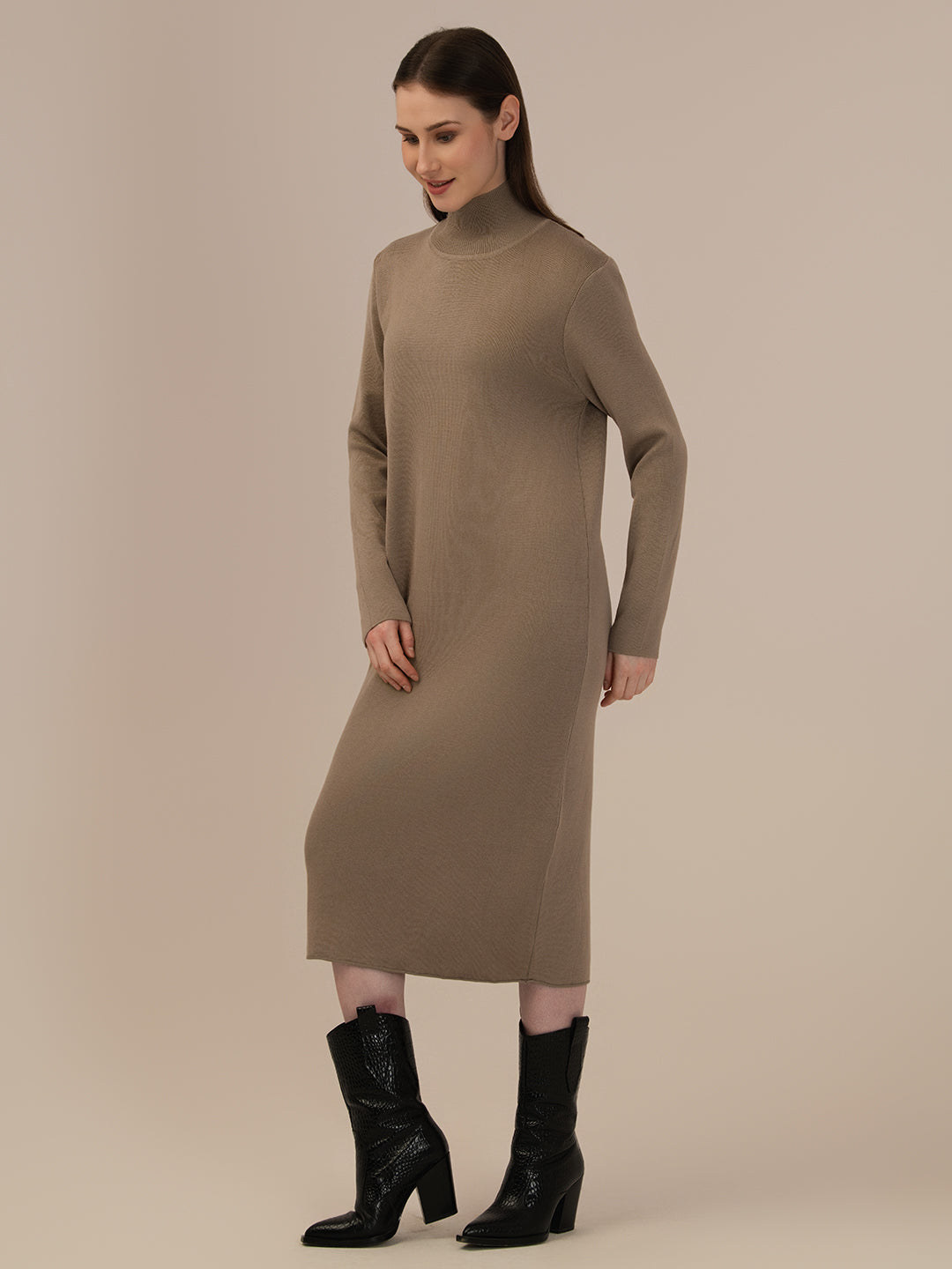 Albion Women Premium Stylish Winter warm Winter Dress_kHAKI