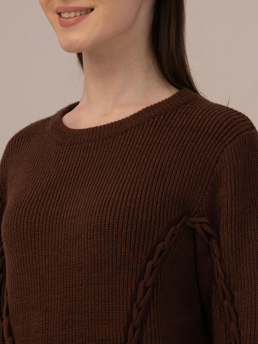 Women’s Woollen Knit Top – Elegant & Ultra-Soft Albion Wear_COFFEE