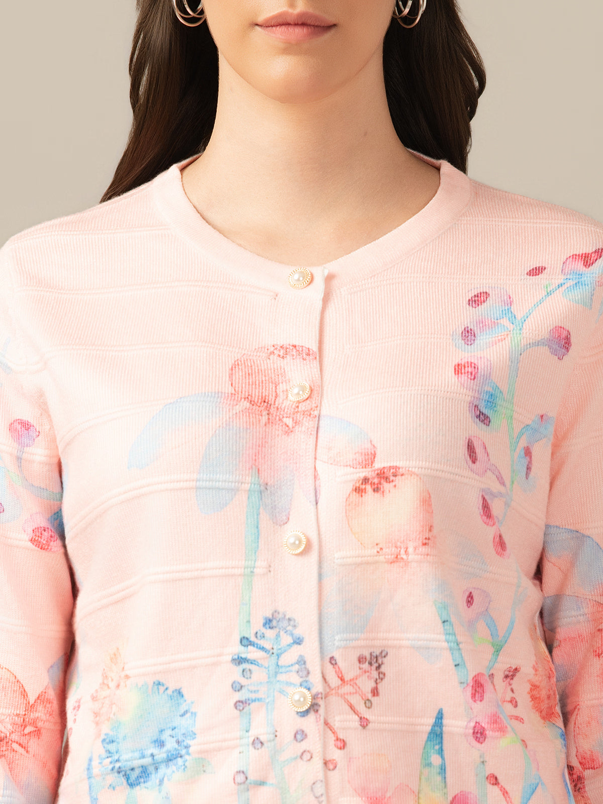 Albion Women Woolen Cardigan for Winter | Cozy Soft Knitwear  off peach