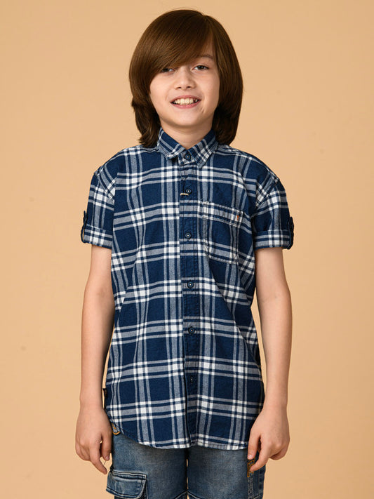 Albion Premium Boys Blue Checks Shirt