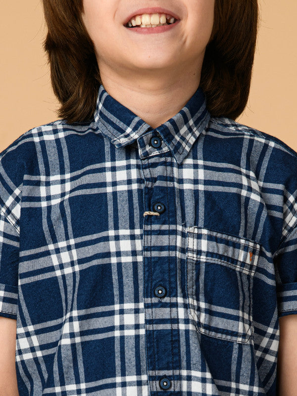 Albion Premium Boys Blue Checks Shirt