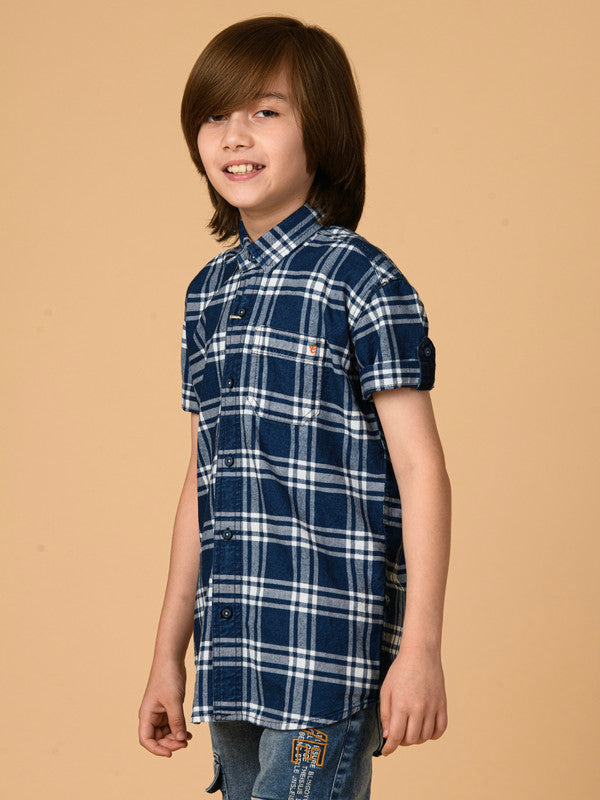 Albion Premium Boys Blue Checks Shirt