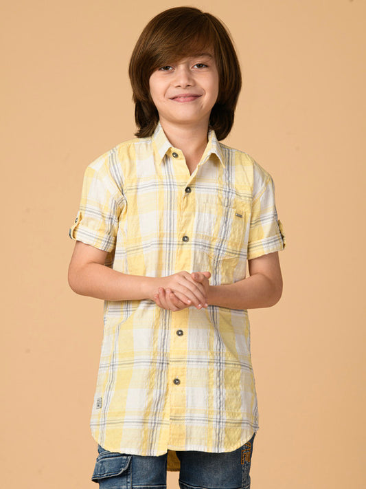 Albion Premium Boys Yellow Checks Shirt