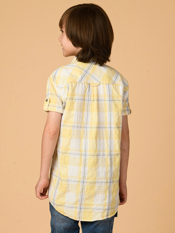 Albion Premium Boys Yellow Checks Shirt