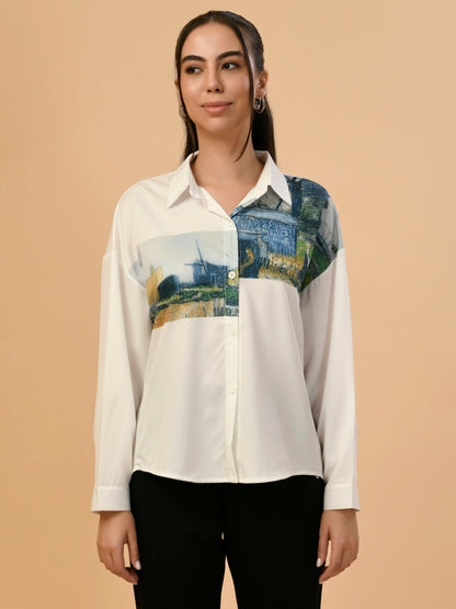 Albion Stylish  Premium Women White Casual Shirt