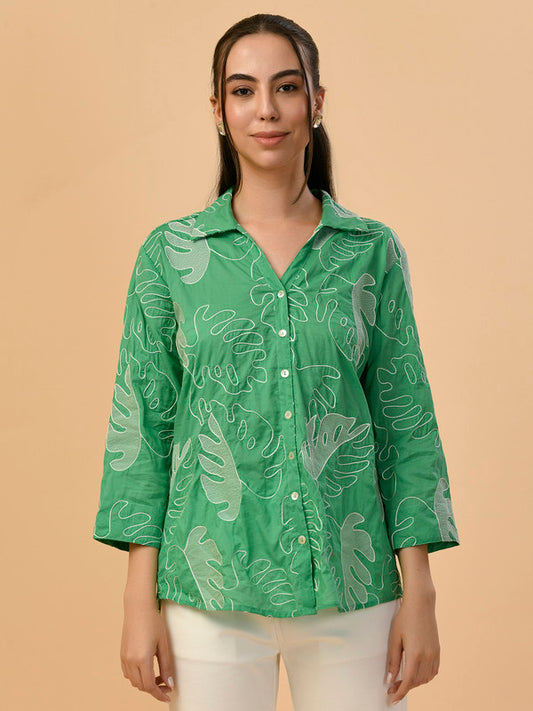 Albion Premium Ladies Green Casual Shirt