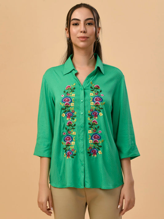 Albion Premium Ladies Green Casual Shirt