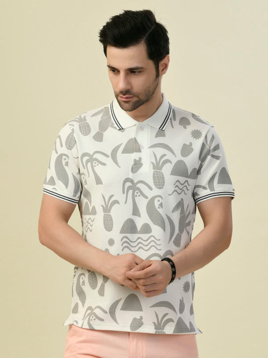 Albion Premium Cyan White Men T-Shirt