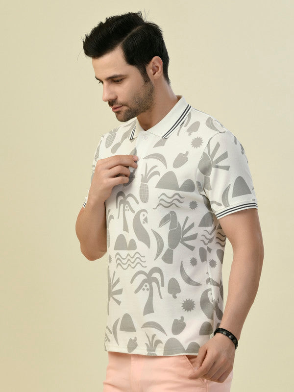 Albion Premium Cyan White Men T-Shirt