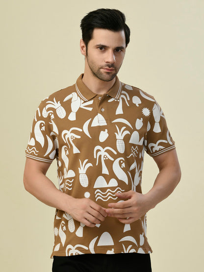 Albion Premium Cyan D.Brown Men T-Shirt