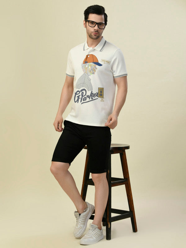 Albion Premium Cyan White Men T-Shirt