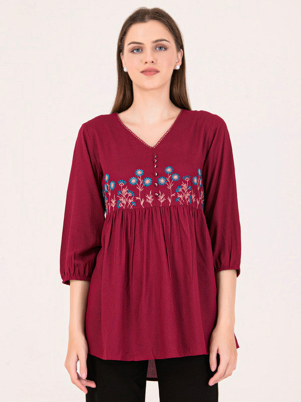 Albion Women Mehroon Smart Top