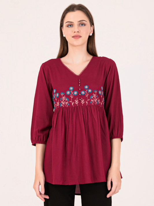 Albion Women Mehroon Smart Top