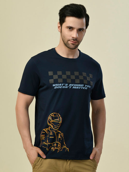Albion Premium Cyan Navy Men T-Shirt