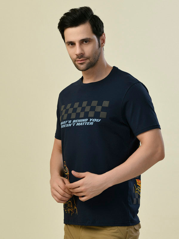 Albion Premium Cyan Navy Men T-Shirt