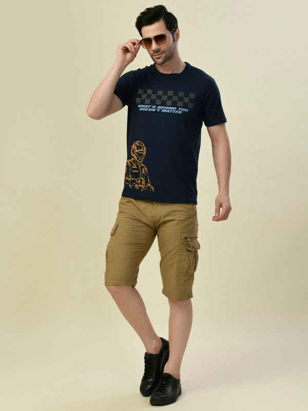 Albion Premium Cyan Navy Men T-Shirt
