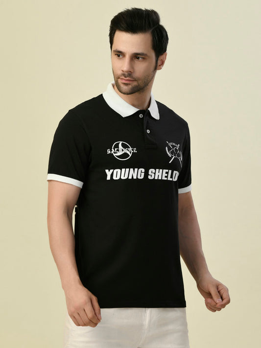 Albion Premium Cyan Black Men T-Shirt