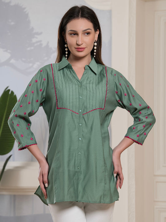 Albion Smart Ladies Green Top