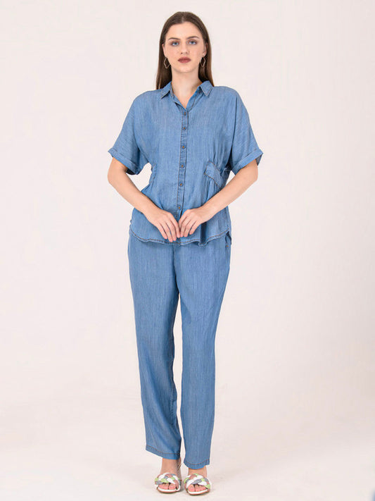 Albion Women Blue Smart Co-ord sets