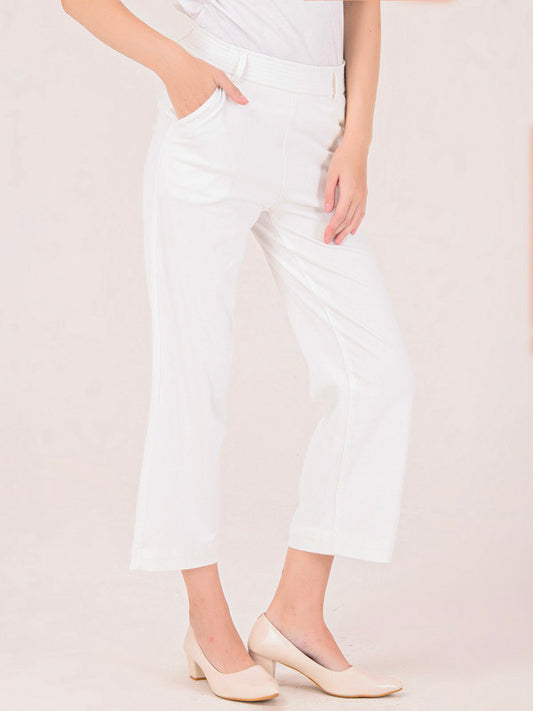 Albion Women White Smart Trousers