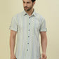 Albion Premium Men Green Stripe Shirt Hs