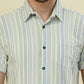 Albion Premium Men Green Stripe Shirt Hs