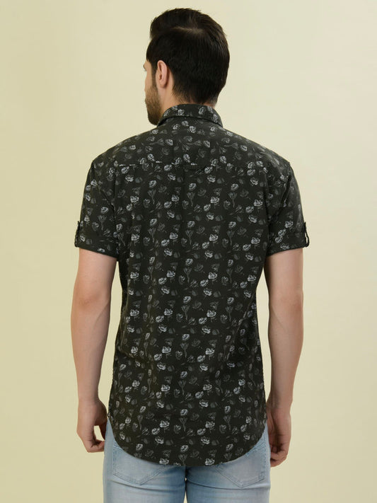 Albion Premium Men Green Print Shirt Hs