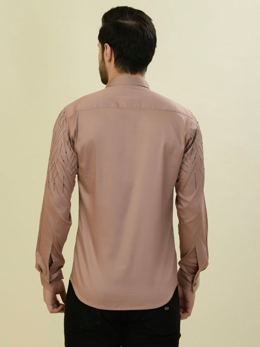 Albion Premium Men D Peach Shirt Fs