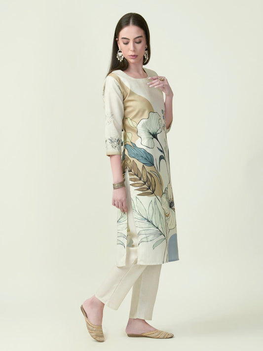 Albion Premium Ladies Ambika Ethnic Lemon Kurti Set