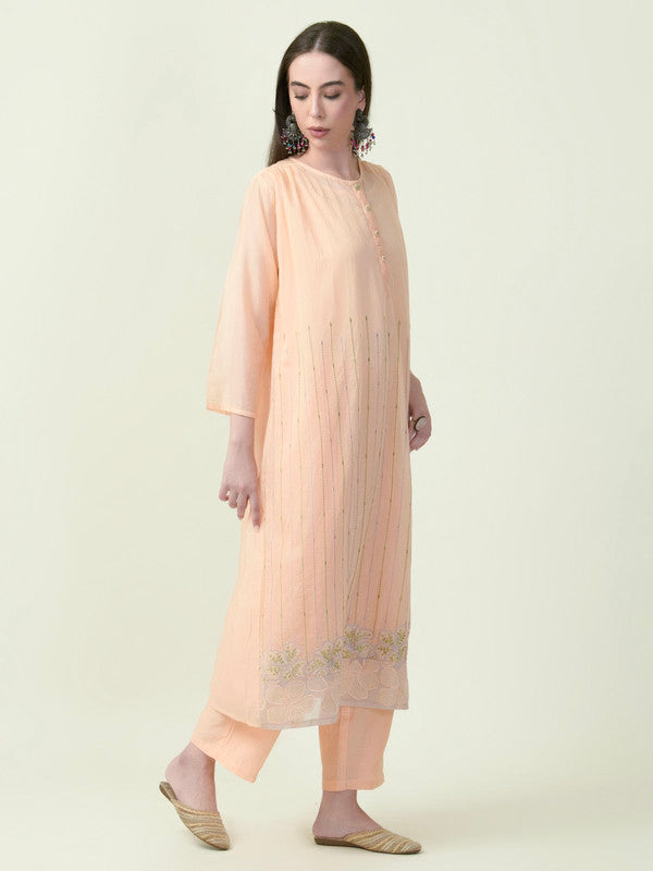 Albion Premium Ladies Adheshwar Ethnic Peach Kurti Set
