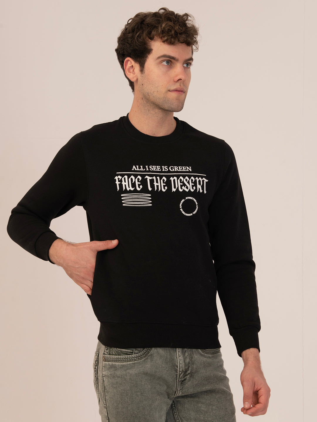 Albion Cyan & Black Men’s Premium Winter Crewneck – Cozy & Stylish Sweatshirt