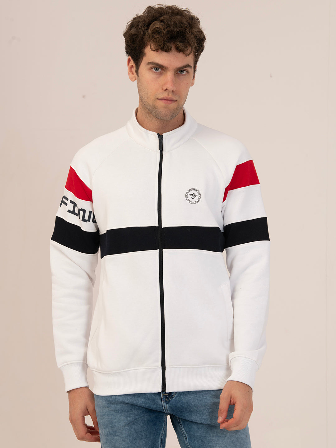 Albion Streetwear Men’s Beige Oversized Pullover Sweatshirt_WHITE/NAVY