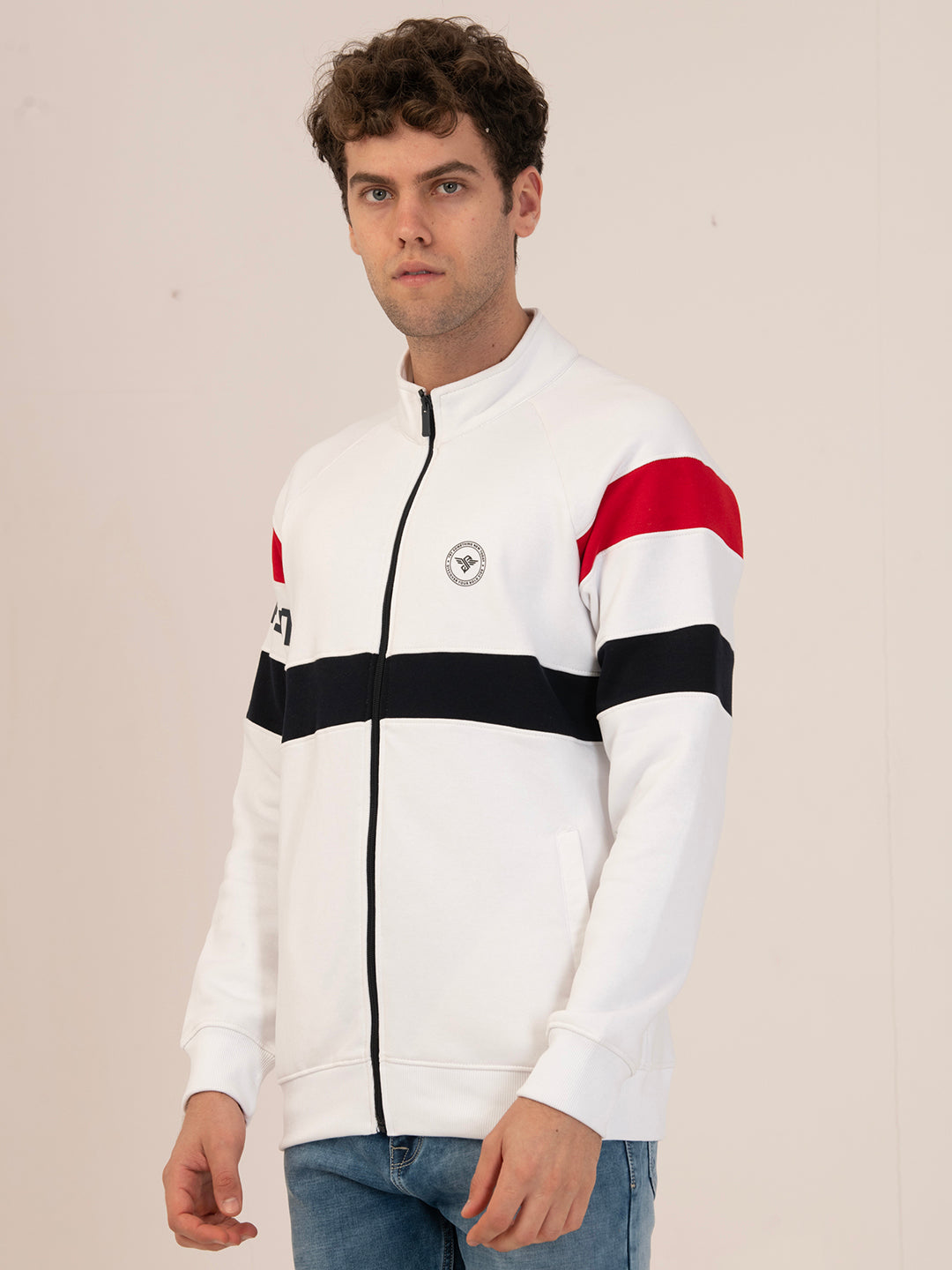 Albion Streetwear Men’s Beige Oversized Pullover Sweatshirt_WHITE/NAVY