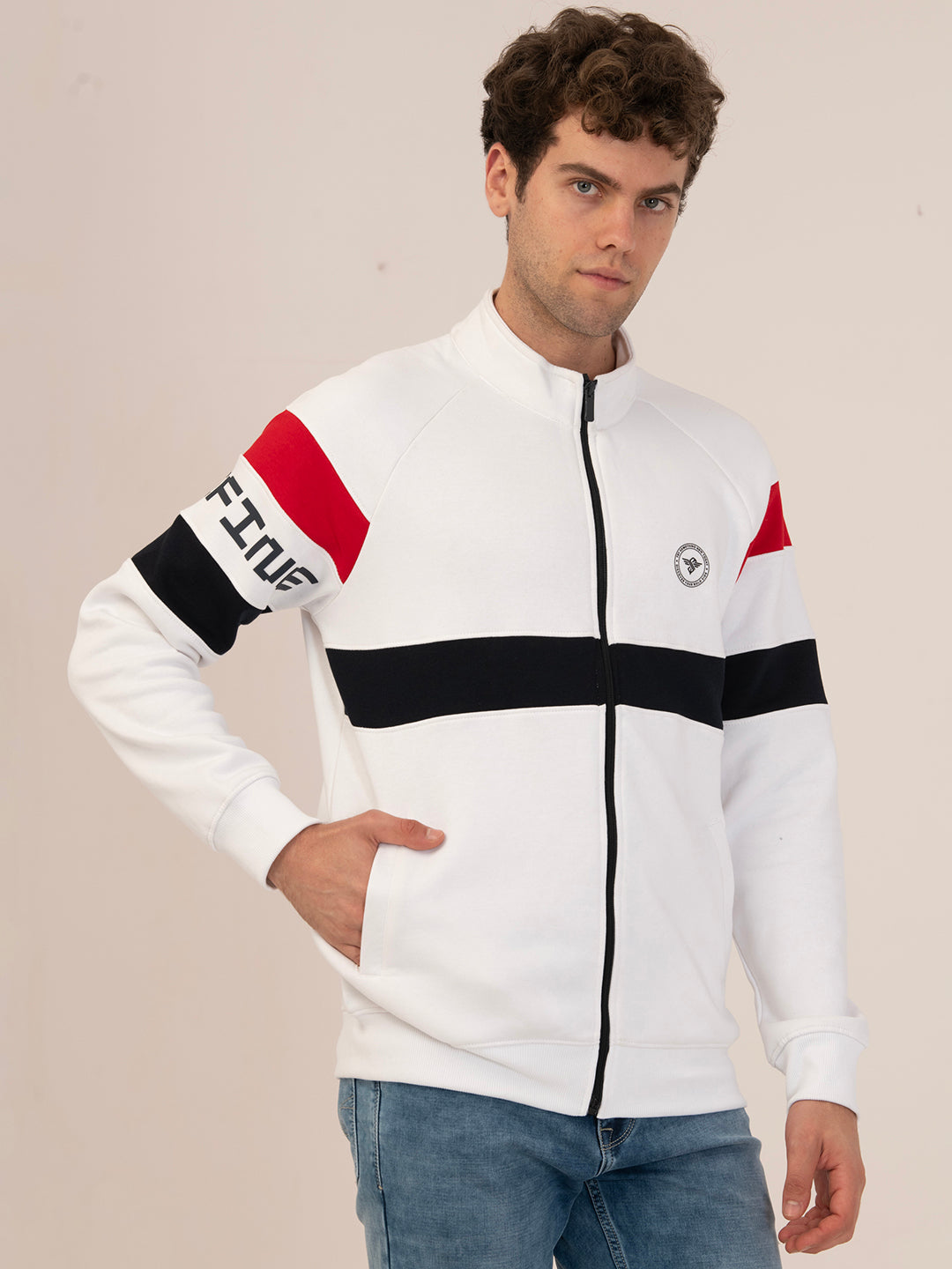 Albion Streetwear Men’s Beige Oversized Pullover Sweatshirt_WHITE/NAVY