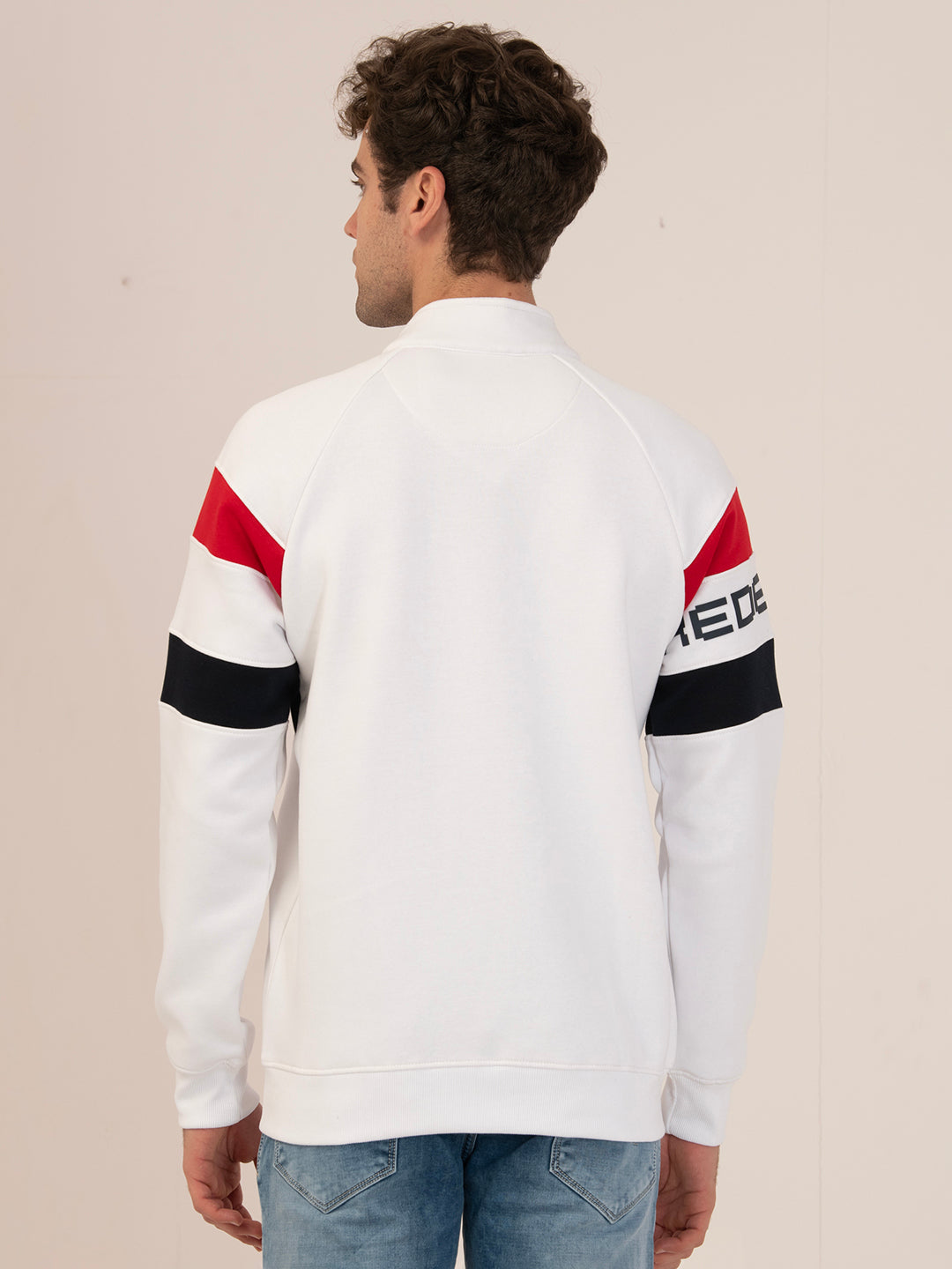 Albion Streetwear Men’s Beige Oversized Pullover Sweatshirt_WHITE/NAVY