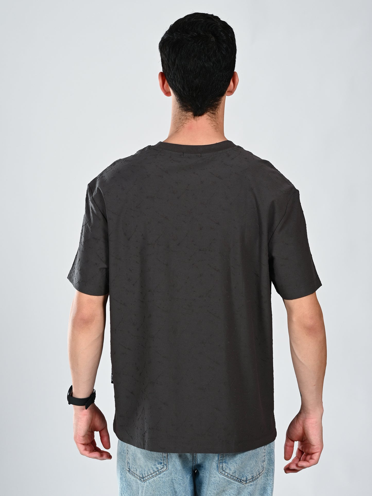 Albion Casual Cotton Round Grey Neck T-Shirt for Men