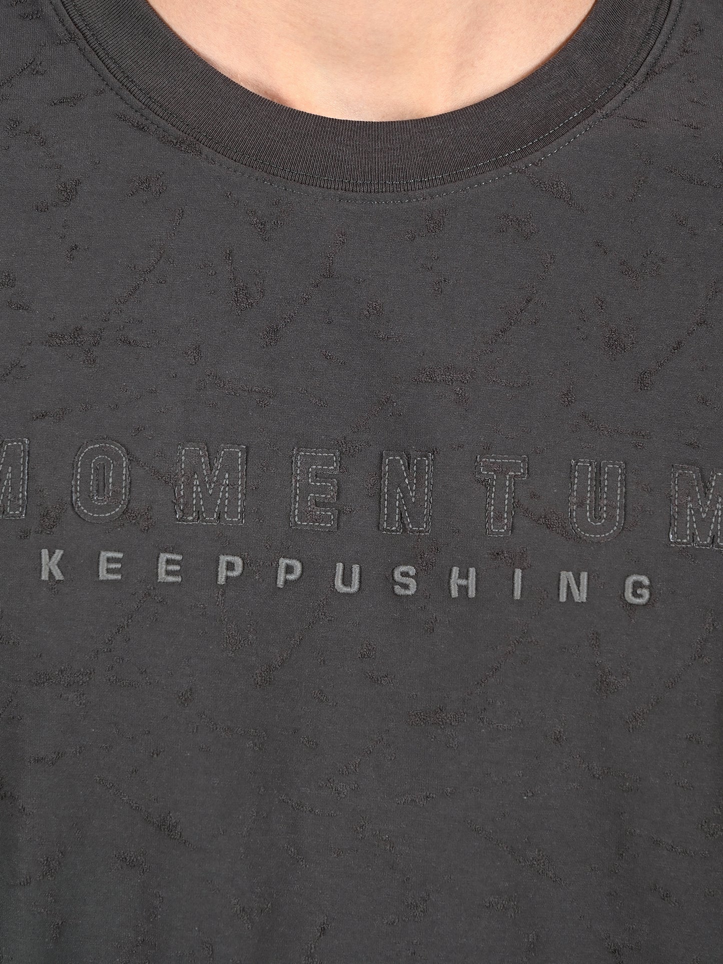 Albion Casual Cotton Round Grey Neck T-Shirt for Men