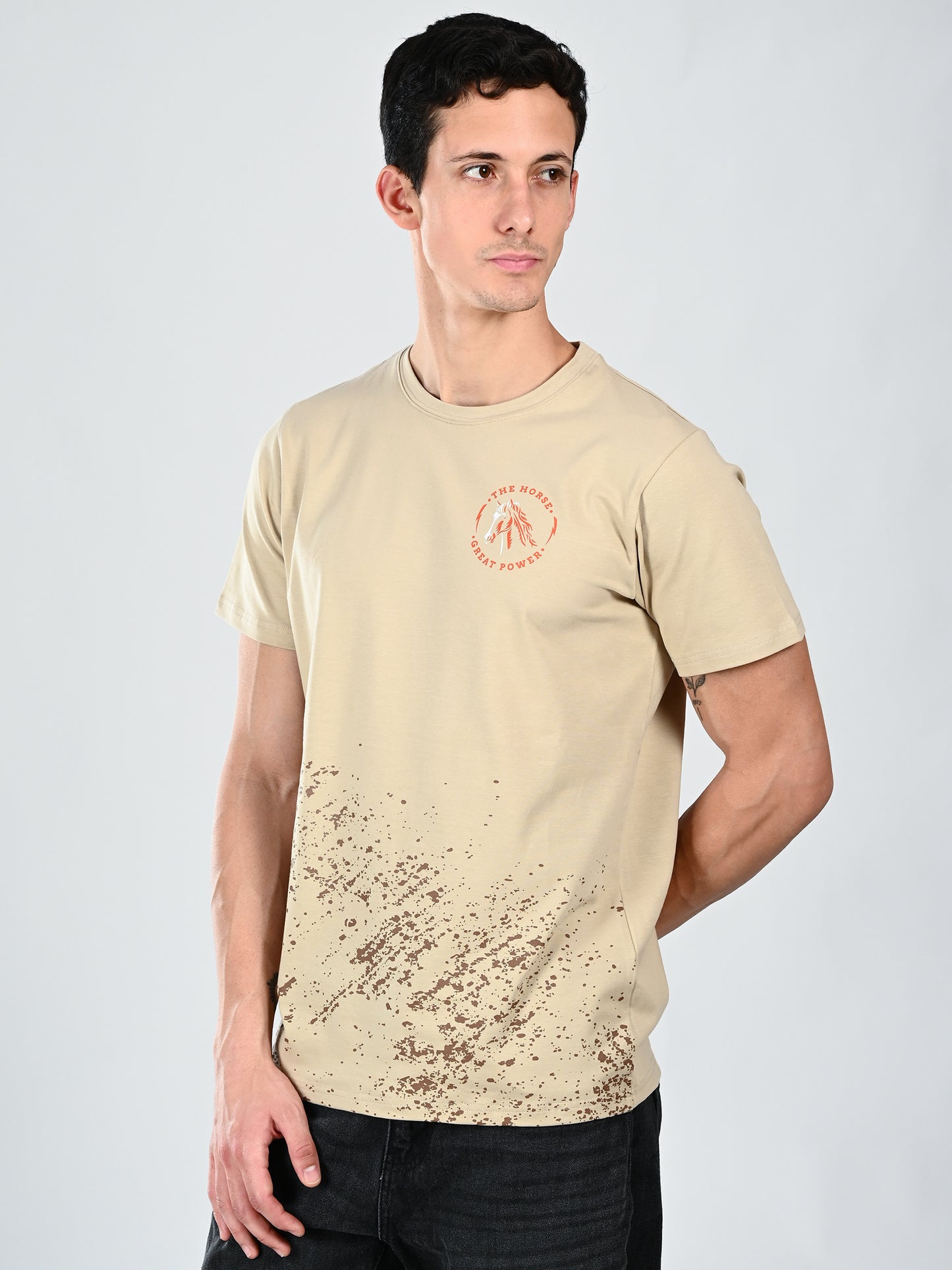 Albion Urban Beige Men’s T-Shirt, Everyday Comfort