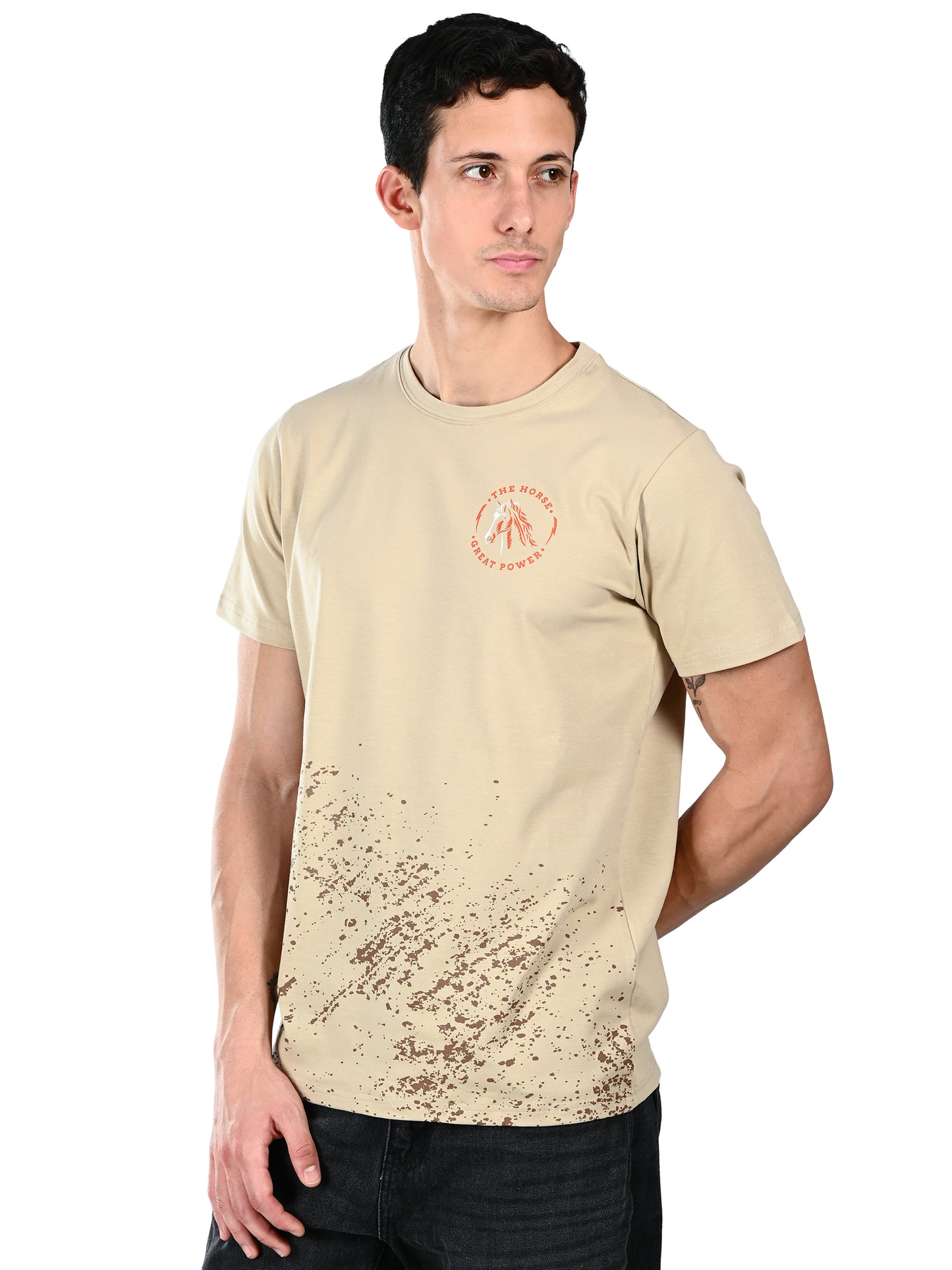 Albion Urban Beige Men’s T-Shirt, Everyday Comfort