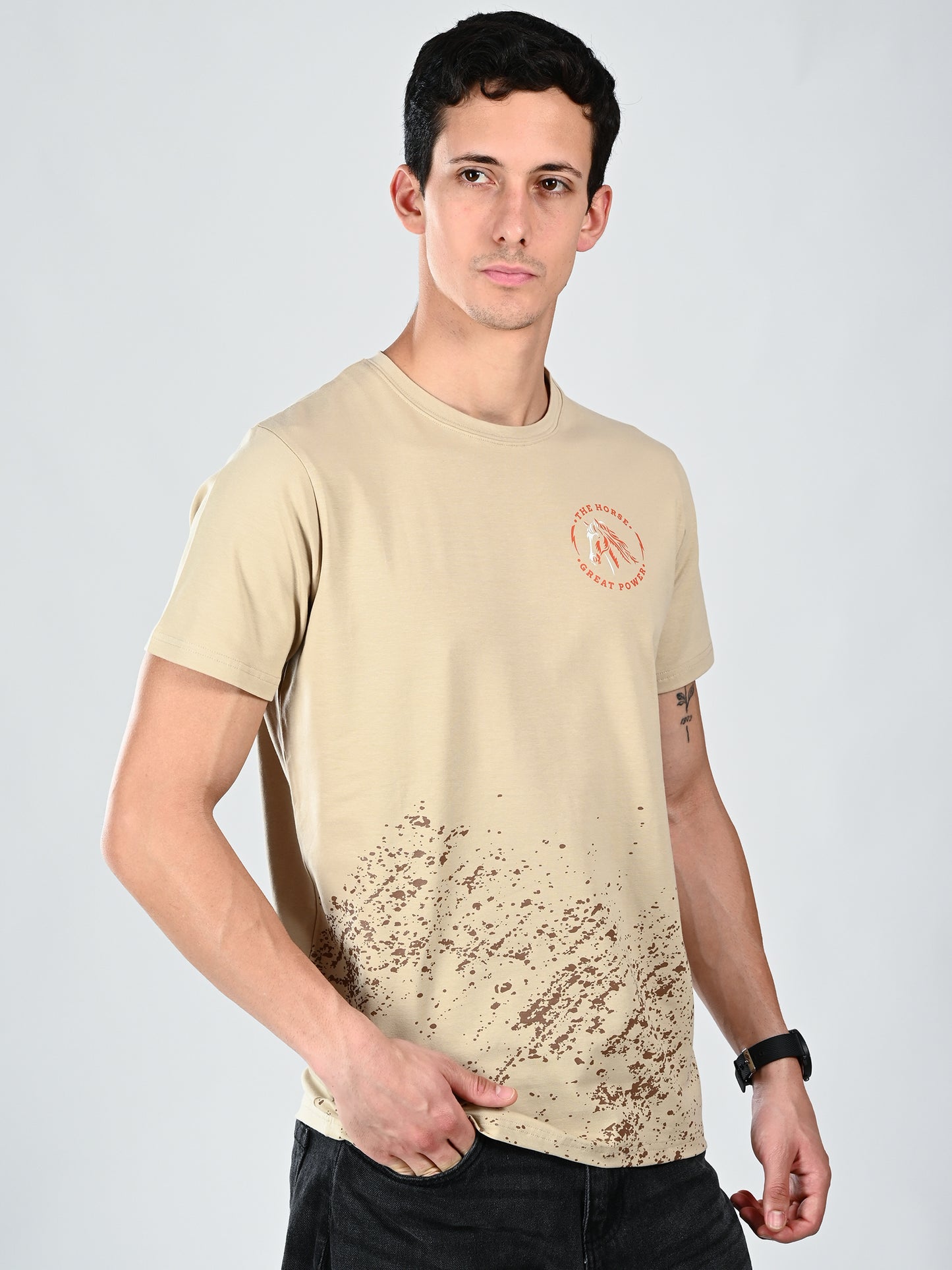 Albion Urban Beige Men’s T-Shirt, Everyday Comfort