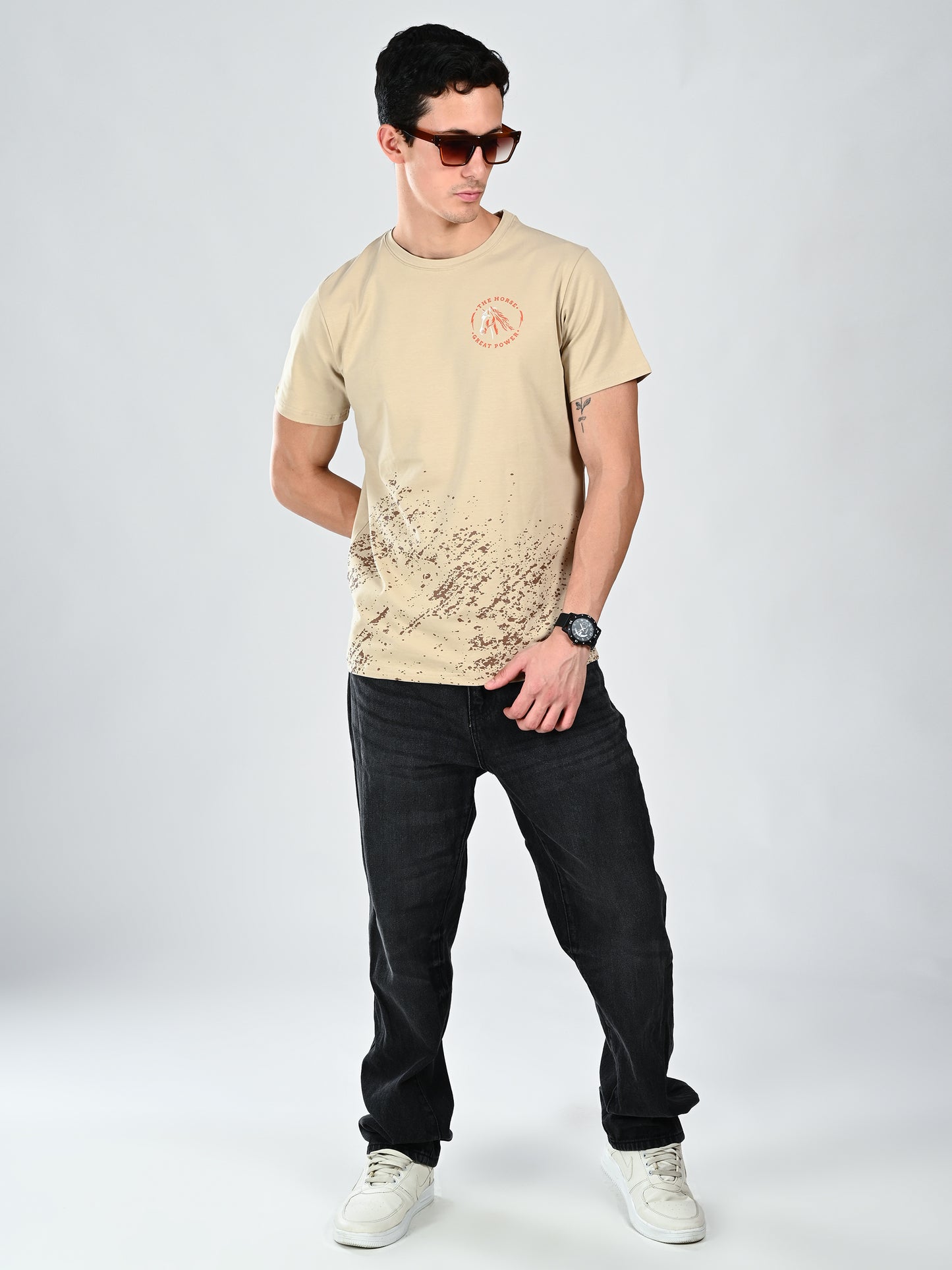 Albion Urban Beige Men’s T-Shirt, Everyday Comfort