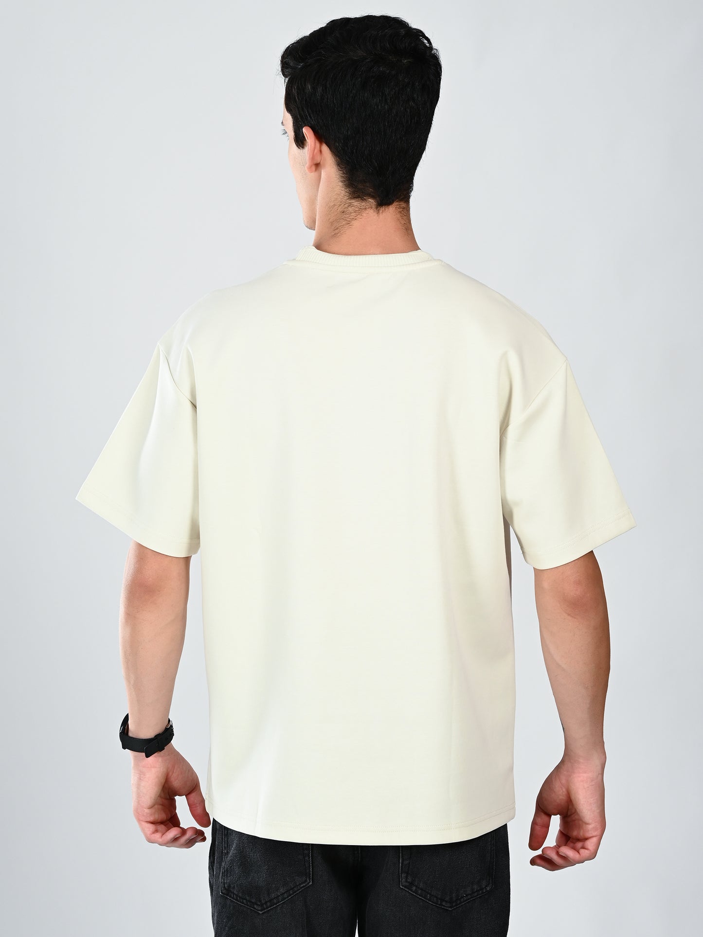 Albion Classic Fit Cream Casual T-Shirt for Men