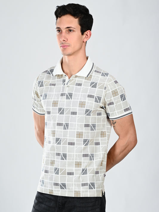 Albion Classic Fit OFF White Casual T-Shirt for Men