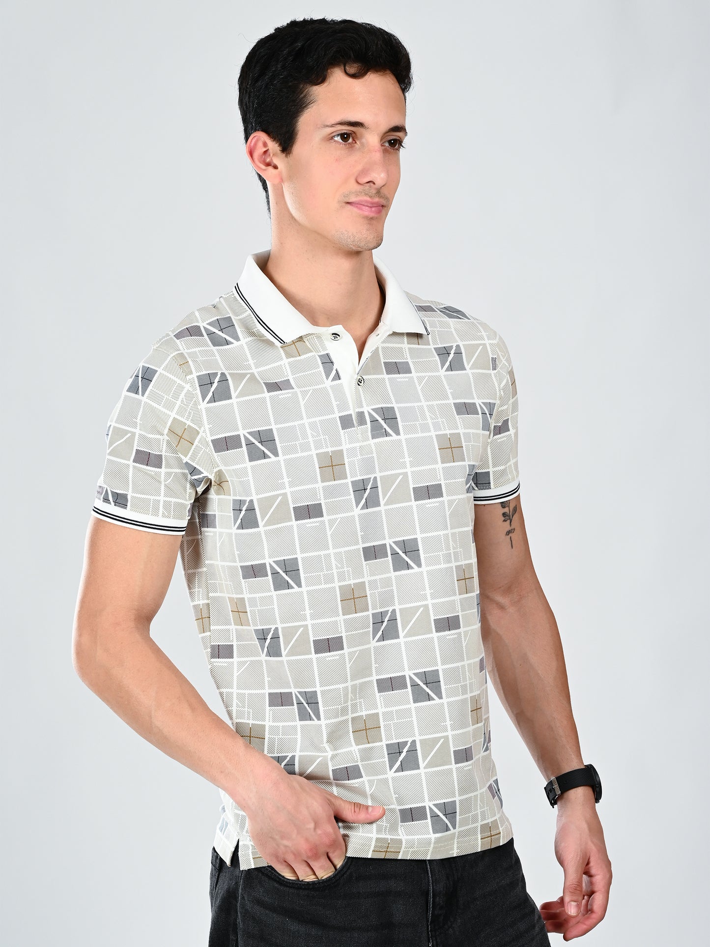 Albion Classic Fit OFF White Casual T-Shirt for Men
