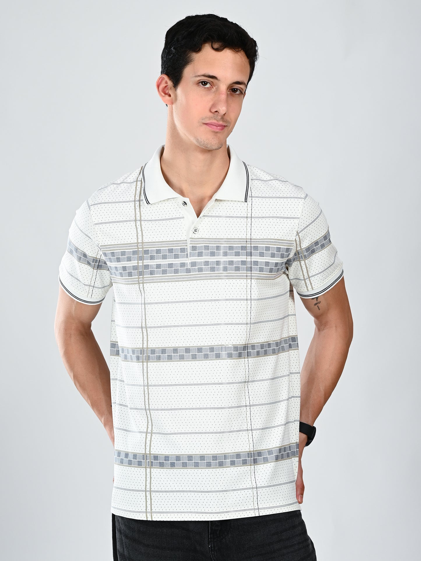 Albion Classic Fit White Casual T-Shirt for Men