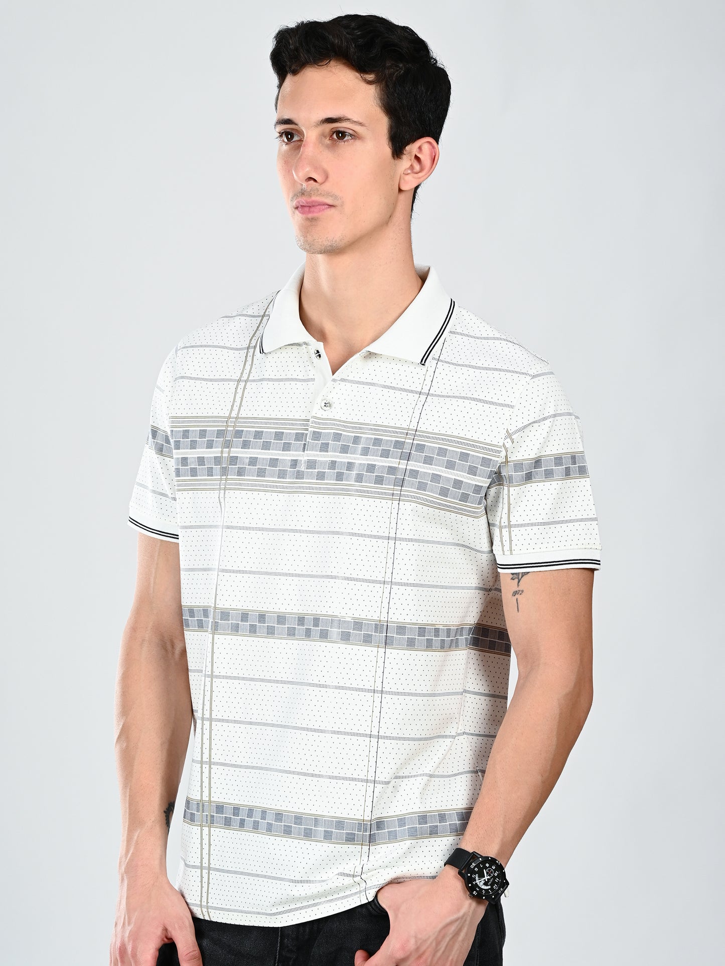 Albion Classic Fit White Casual T-Shirt for Men